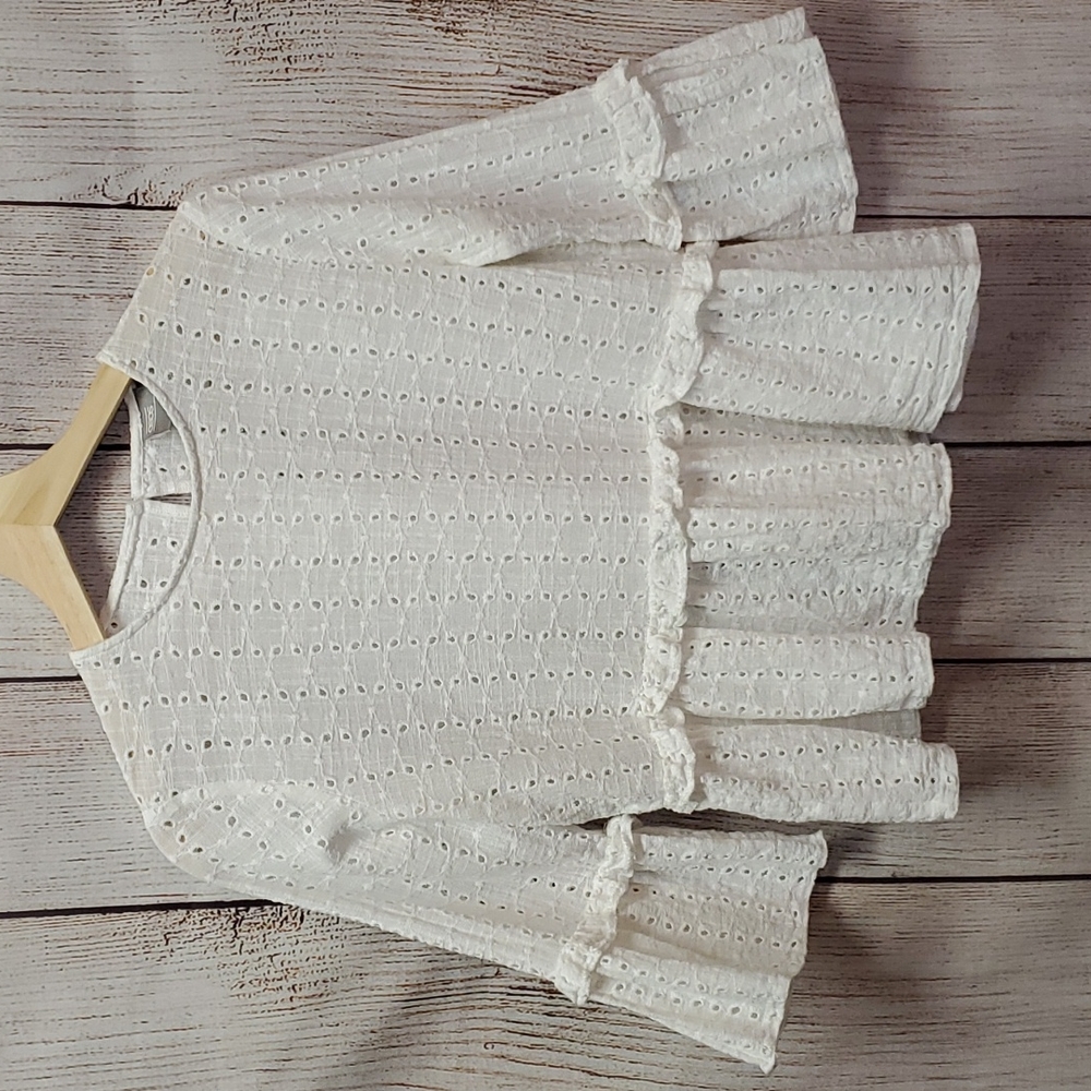 ASOS White Eyelet Ruffle Top